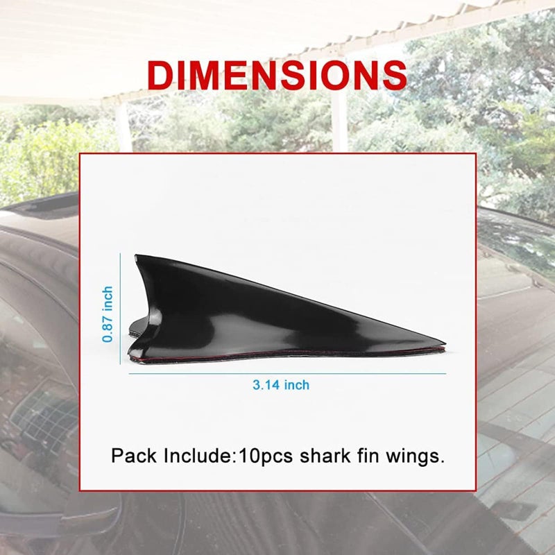 RULLINE Air Vortex Generator Diffuser Shark Fin 10pcs Set Kit Compatible with Spoiler Roof Wing Pointed End Style Black - Image 2